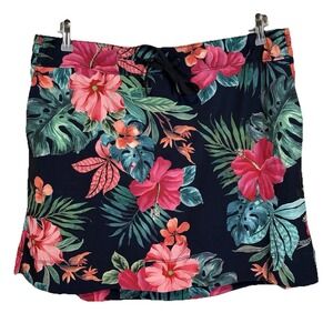 Speedo Women's Woven Swim Skort Skirt Large Floral Pockets Swimwear Modest